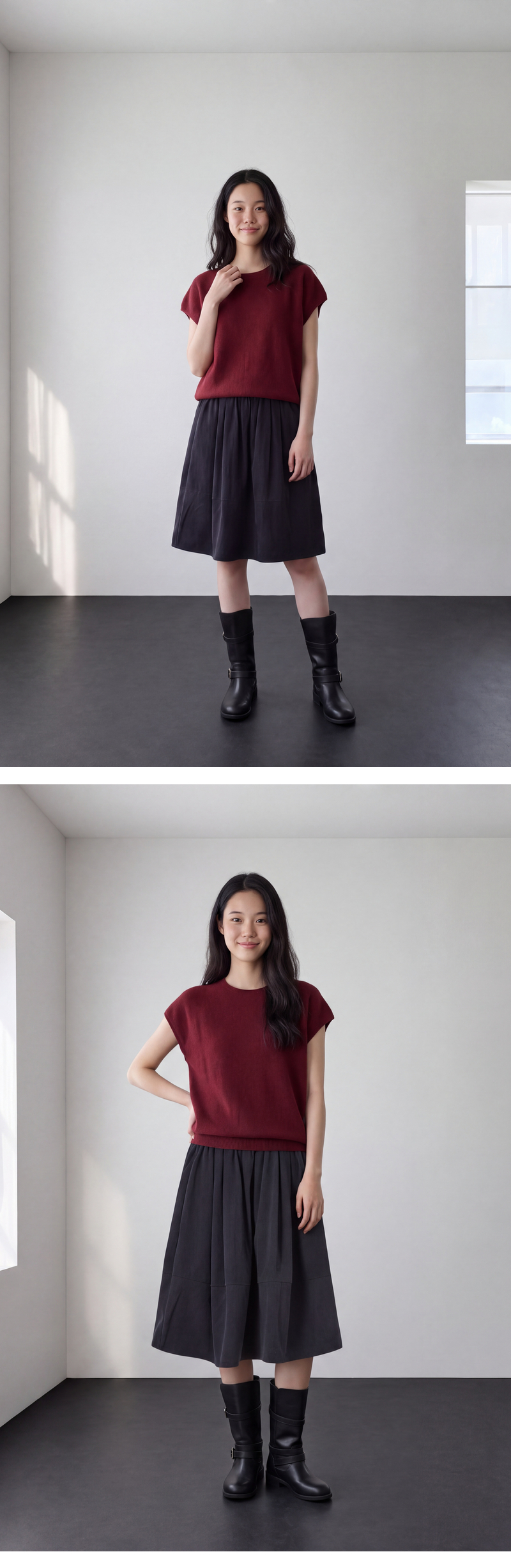 모델 착장 (model-wearing · RED)